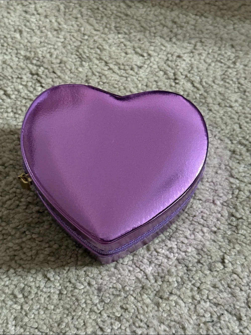 Heart-Shaped Metallic Purple Jewelry Case - Women Bags NEW